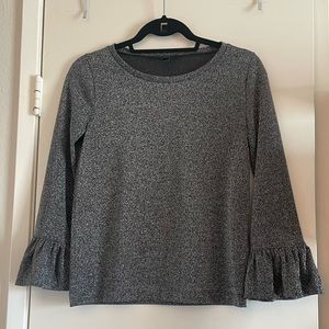 XS J Crew Silver Sparkly Top w/ Bell Sleeves
